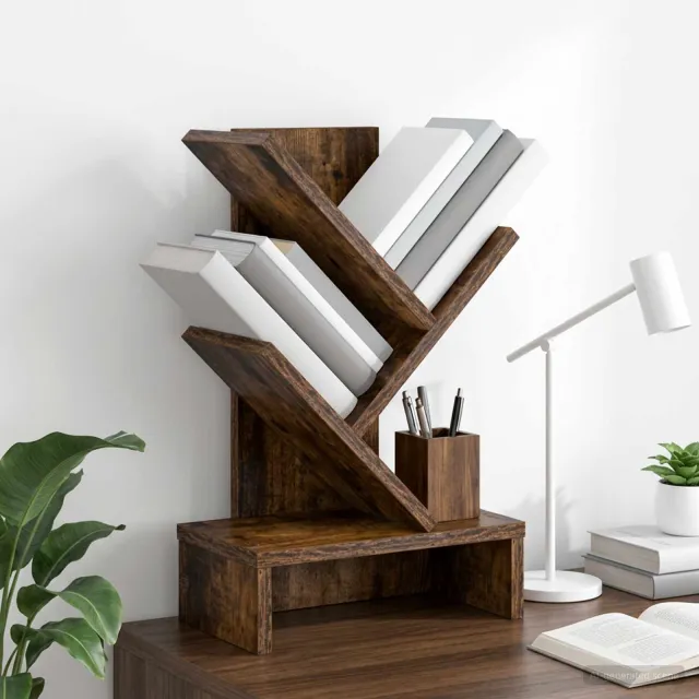 vidaXL Boomvormige boekenplank met 3 planken 30 x 18 x 48 cm bruin, foto 2