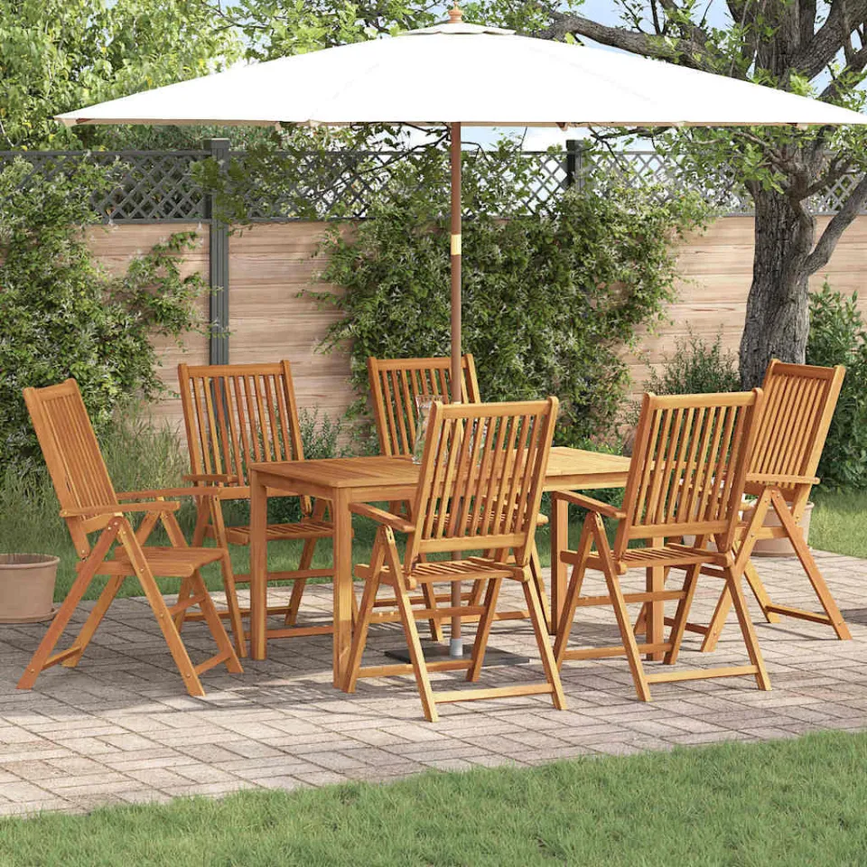 vidaXL Tuin eettafelset 7 st 6-zits Naturel Massief Acaciahout, foto 3