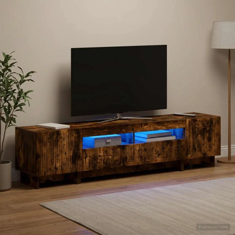 vidaXL 5-delige LED TV-kast Gerookt eiken Bewerkt hout, foto 3