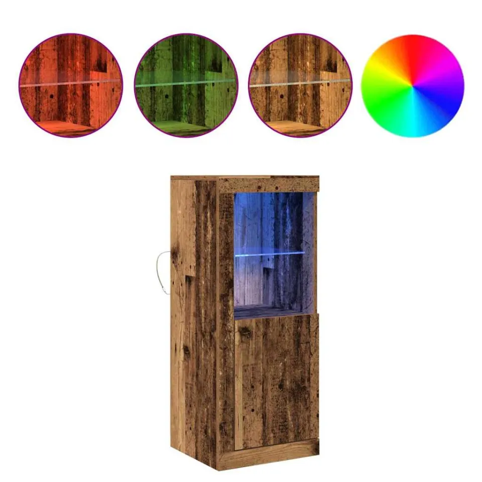 vidaXL LED Sideboard Bruin 41 x 37 x 100 cm Bewerkt hout, foto 3