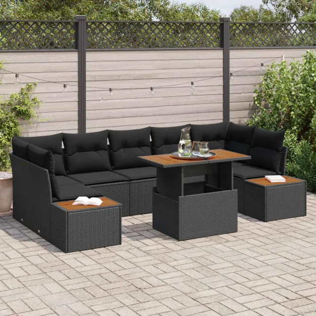 vidaXL Tuin Sofa Set 8 st Zwart Poly riet, foto 2