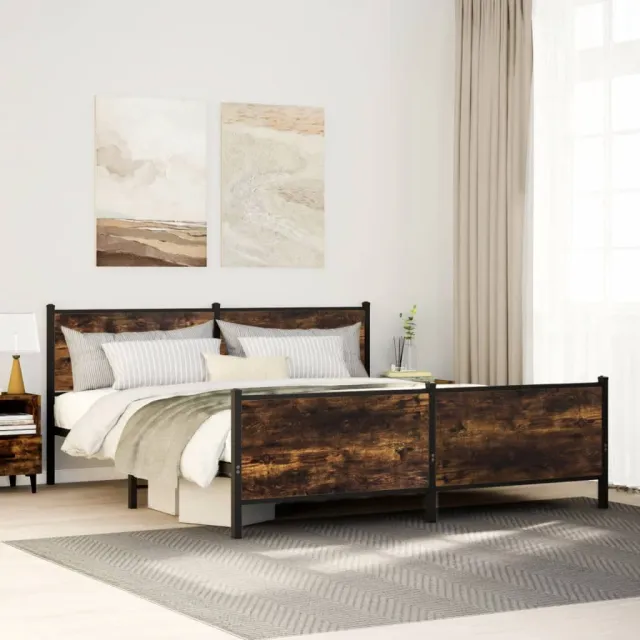 vidaXL Bedframe zonder matras metaal gerookt eikenkleurig 193x203 cm
