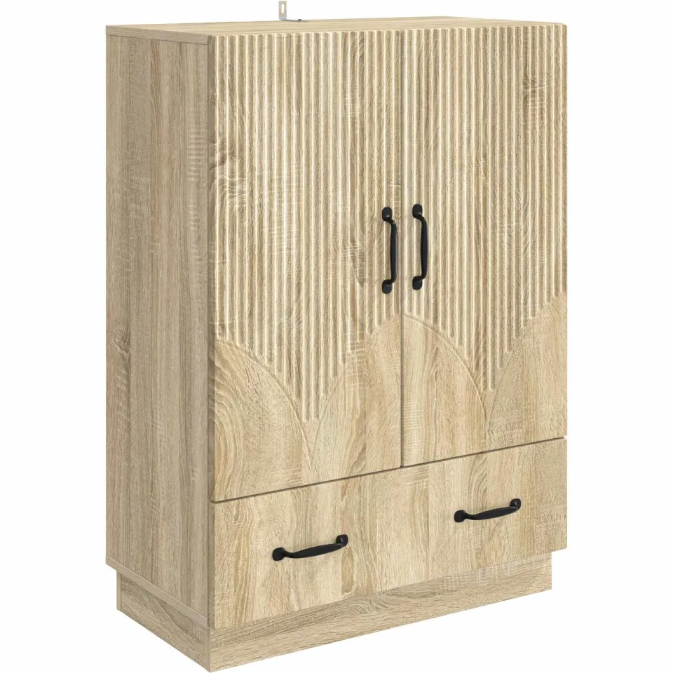 vidaXL Dressoir met lade Sonoma Eiken 66 x 34,5 x 92 cm Bewerkt hout Bruin