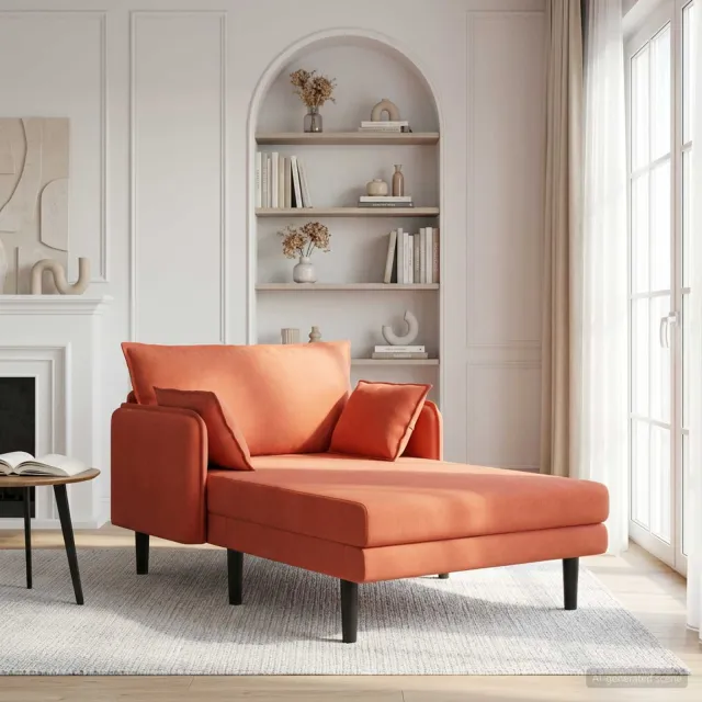 vidaXL Grote chaise longue Rood-oranje Katoenen stof