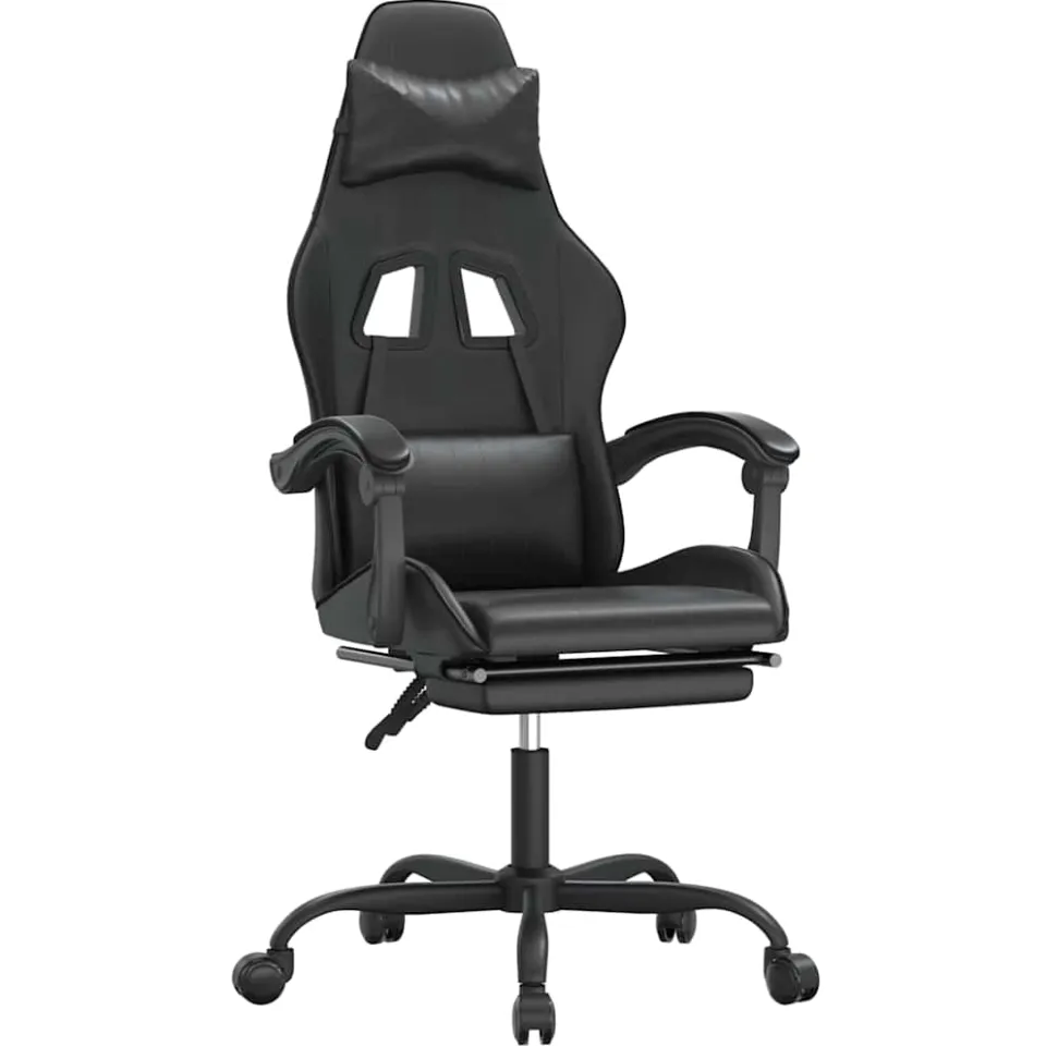 vidaXL gamestoel draaibaar met voetensteun kunstleer zwart, foto 3