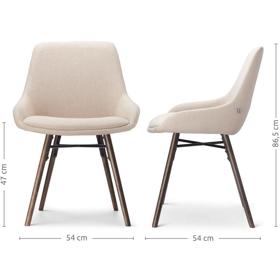 Nolon Nena-Isa eetkamerstoel beige - walnoot houten onderstel - set van 4, foto 3