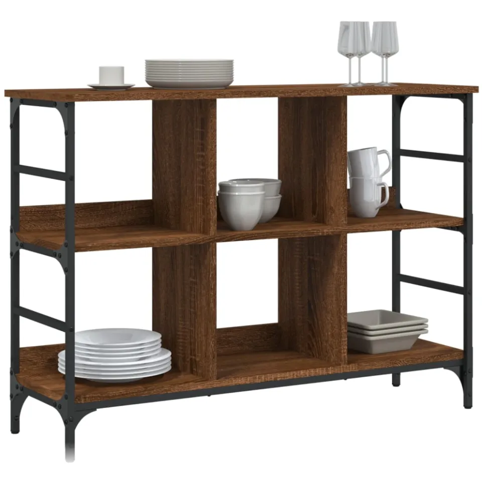vidaXL Dressoir 102x32x73,5 cm bewerkt hout bruin eikenkleur, foto 3