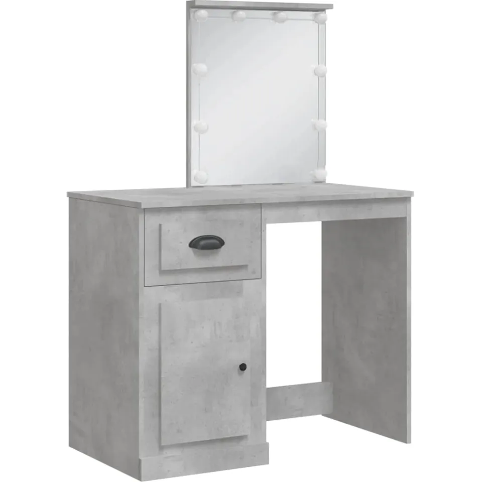 vidaXL Kaptafel met LED-verlichting 90x42x132,5 cm betongrijs