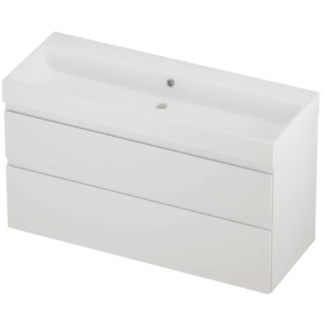 Proline Podium Badmeubelset Polystone Loft Zonder Kraangat 120x46x70 cm Mat White Mat Wit
