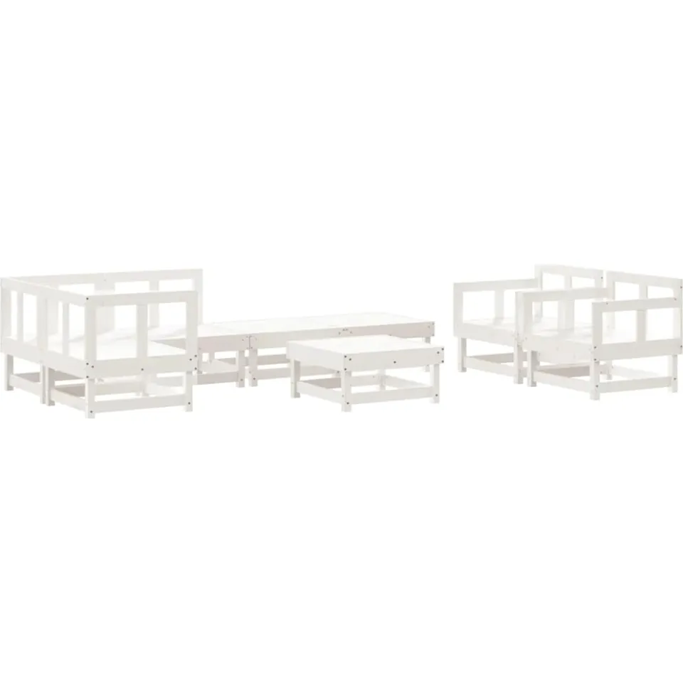 vidaXL 8-delige Loungeset massief grenenhout wit, foto 3