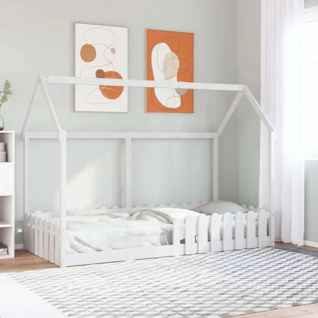 vidaXL Bedhuis wit massief grenenhout 90x190 cm