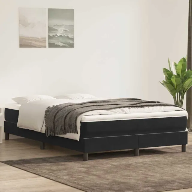 vidaXL Boxspring zonder matras fluweel donkerblauw 140x220 cm
