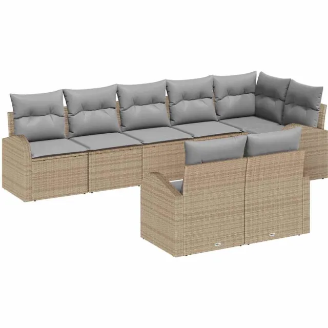 vidaXL Tuinbankenset 8 st Beige en Licht Grijs poly rattan, foto 2
