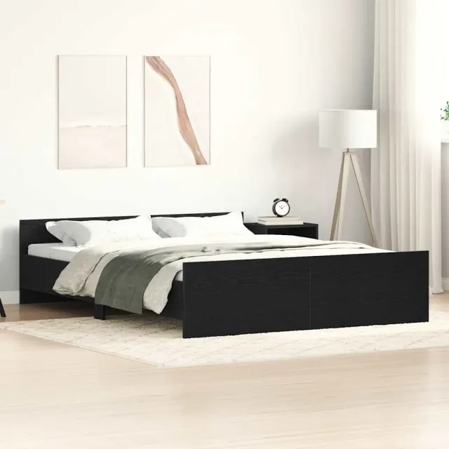 vidaXL Bedframe zonder matras 160x200 cm bewerkt hout zwart eikenkleur Bruin