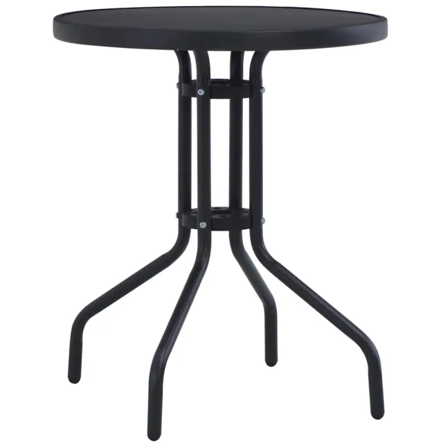 vidaXL Tuintafel 80 cm staal en glas zwart
