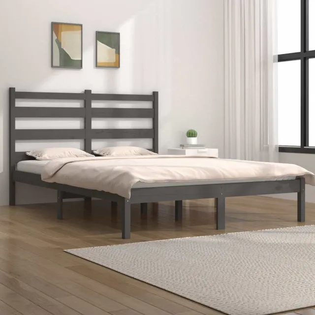 vidaXL Bedframe massief grenenhout grijs 200x200 cm