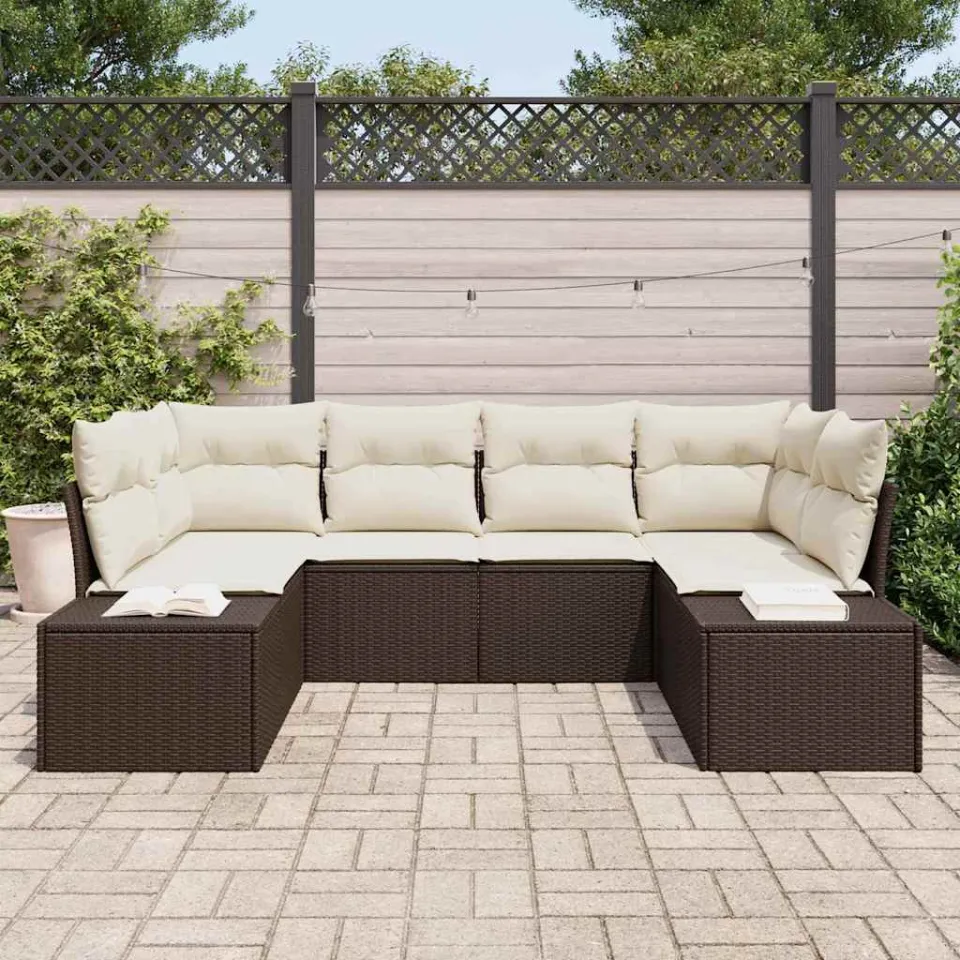 vidaXL Tuin Sofa Set 6 st Bruin poly rattan, foto 3