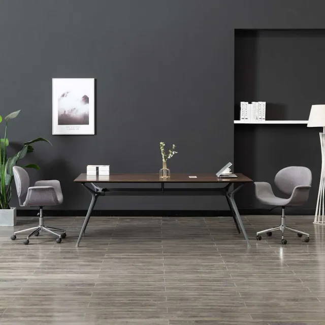 vidaXL Eetkamerstoelen draaibaar 2 st stof grijs
