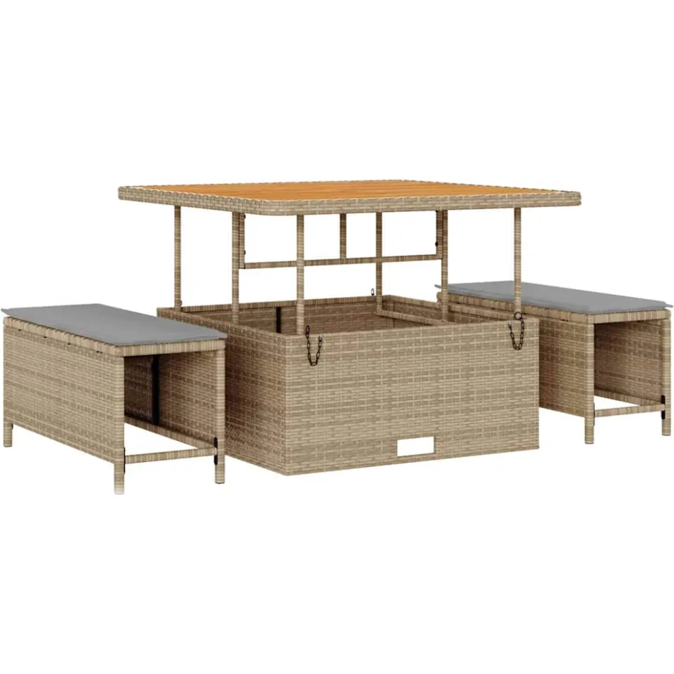 vidaXL Tuinbankenset 11 st Beige poly rattan, foto 4