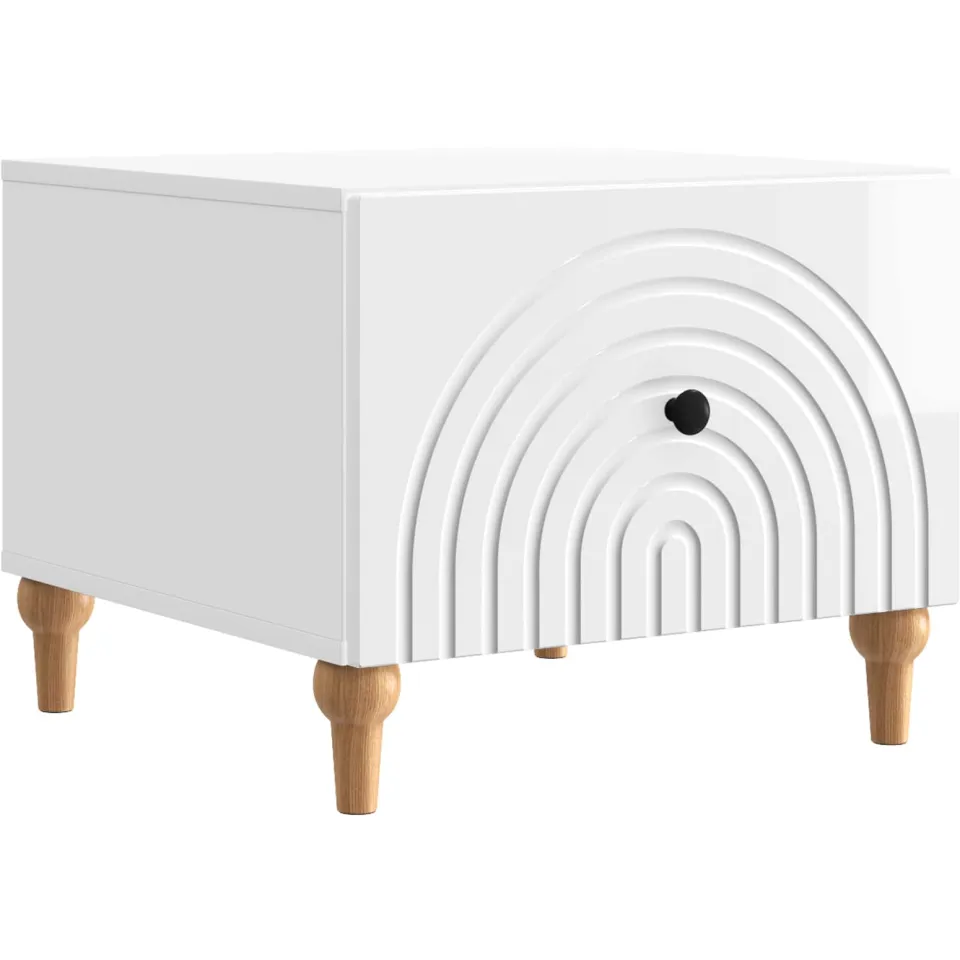 vidaXL Salontafel met lade Hoogglans Wit 49 x 50 x 40 cm Bewerkt hout, foto 3