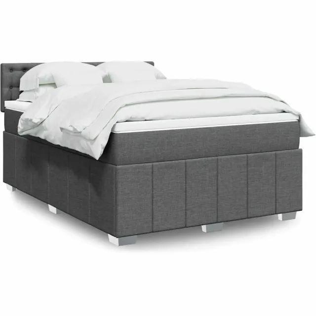 vidaXL Boxspring met matras stof donkergrijs 140x190 cm grijs