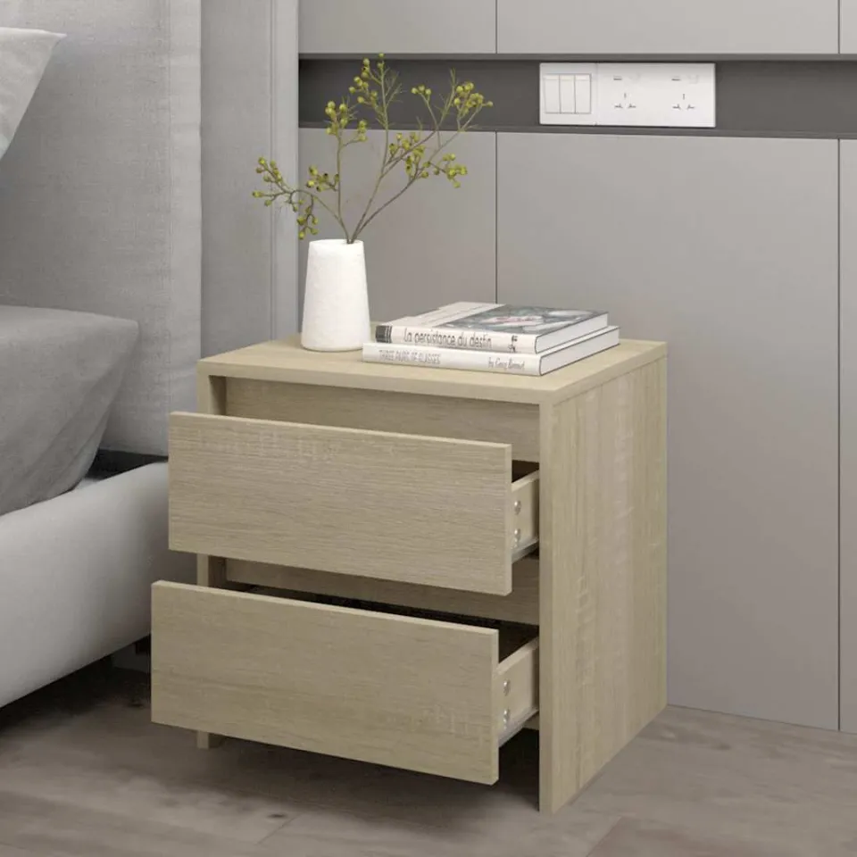 vidaXL Nachtkastje 45x34,5x44,5 cm bewerkt hout sonoma eikenkleurig, foto 3