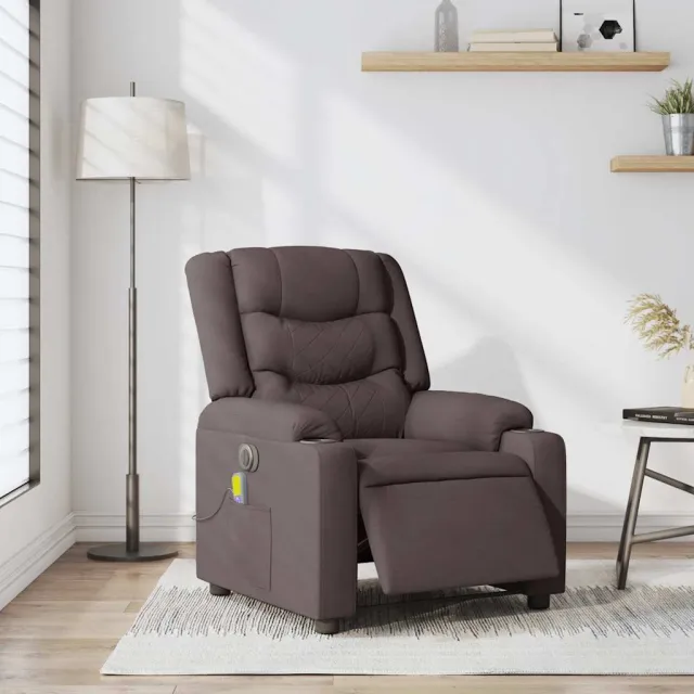 vidaXL Massagestoel elektrisch verstelbaar stof donkerbruin