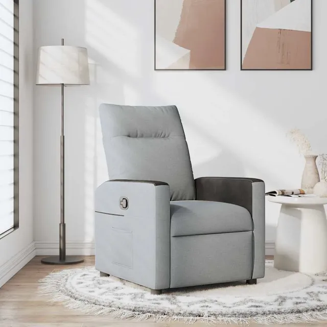 vidaXL Fauteuil verstelbaar stof lichtgrijs