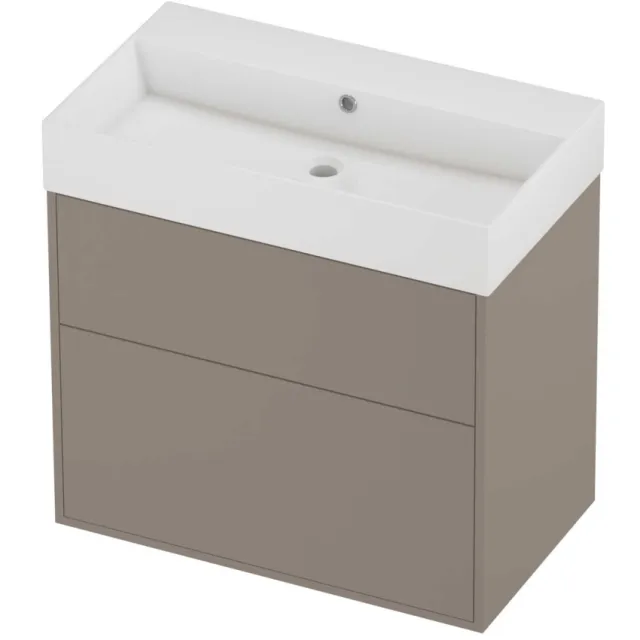 Proline Zara Badmeubelset Porselein Loft 2 Laden 80x46x78 cm Glans Wit Clay Beige