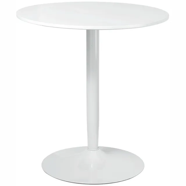ZYLARO Eettafel Voor 2 Personen - Rond Tafelblad - Stalen Onderstel - 70 x 70 x 75 cm - Wit
