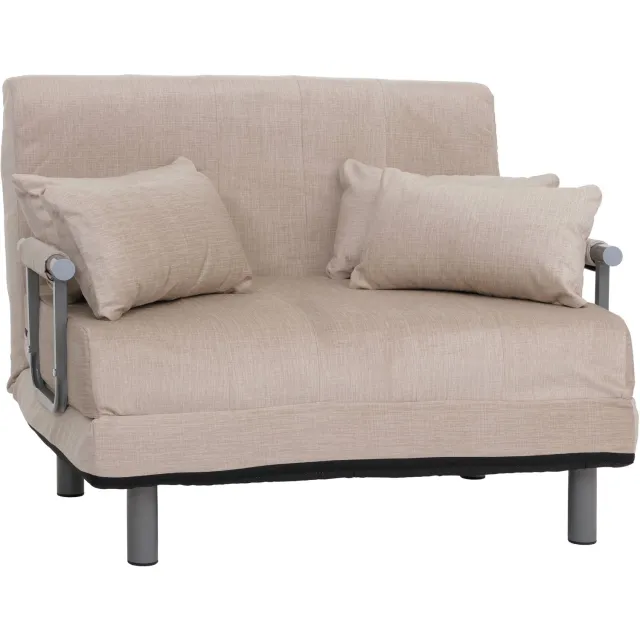 MCW Fauteuilbed MCW-K29, opklapbare fauteuil slaapbank logeerbed, ligoppervlak 190x100cm, stof chenille (370g/m²) ~ crème