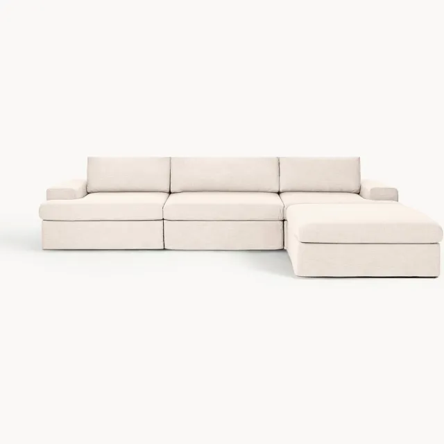 Westwing Collection Modulaire bank Russell (4-zits) met poef (links/rechts) Beige