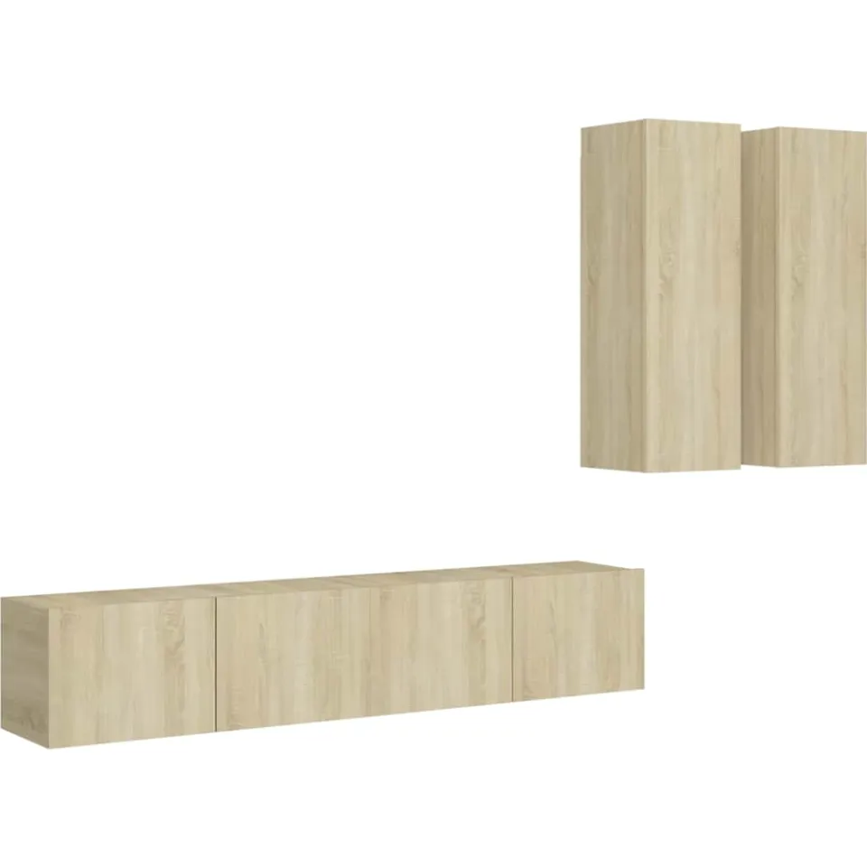 vidaXL 4-delige Tv-meubelset bewerkt hout sonoma eikenkleurig, foto 3