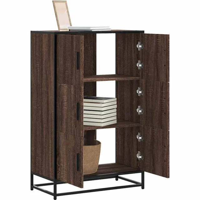 vidaXL Hoge kast 68x35x106,5cm bewerkt hout en metaal bruin eikenkleur