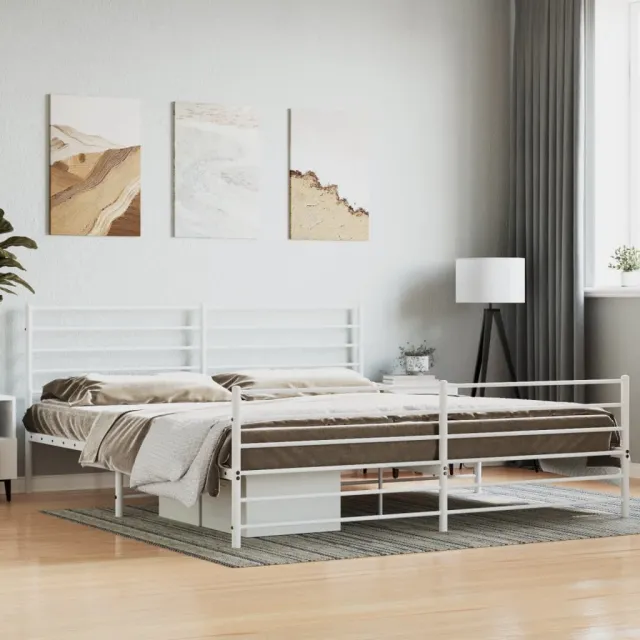 vidaXL Bedframe met hoofd- en voeteneinde metaal wit 200x200 cm