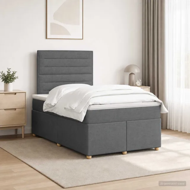 vidaXL Boxspringbed met matras Donkergrijs 120 x 190 cm Stof