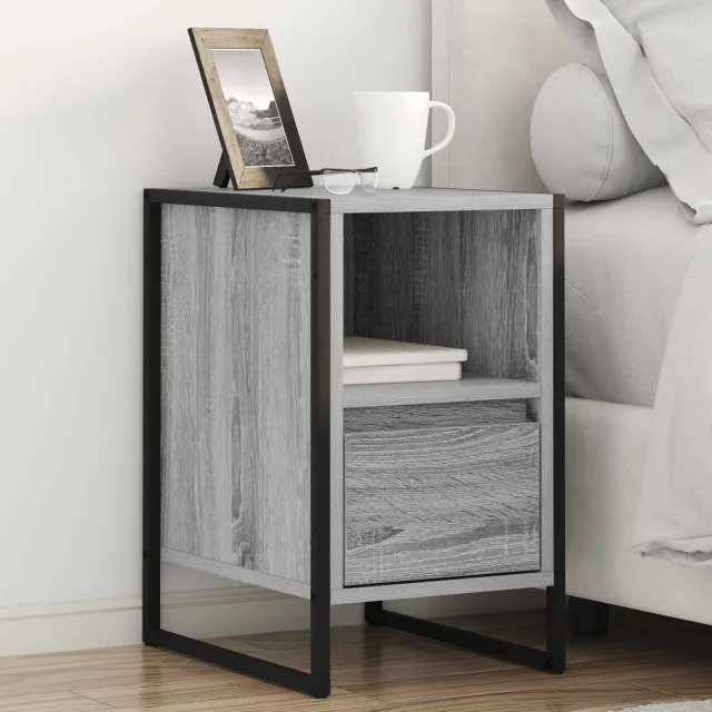 vidaXL Nachtkastje 2 st Grijs Sonoma 39,5 x 30 x 50 cm Bewerkt hout, foto 2