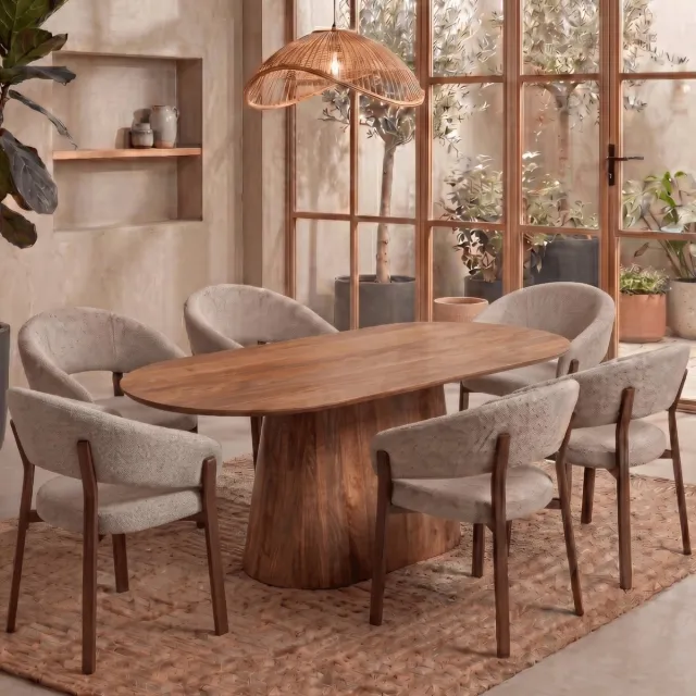 Mahom Mangohouten Eettafel Nova Capsule 240×110 cm Mahom Industrieel - Dinertafel van Mangohout & Metaal - Industriële Eettafel Bruin