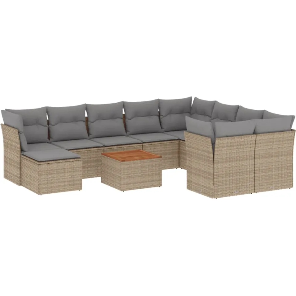 vidaXL Patio Sofa Set 10-zits Mix Beige en Lichtgrijs, foto 3