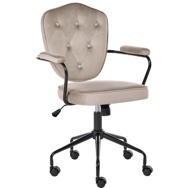 Beliani VELISSE - Bureaustoel - Taupe - Fluweel Beige