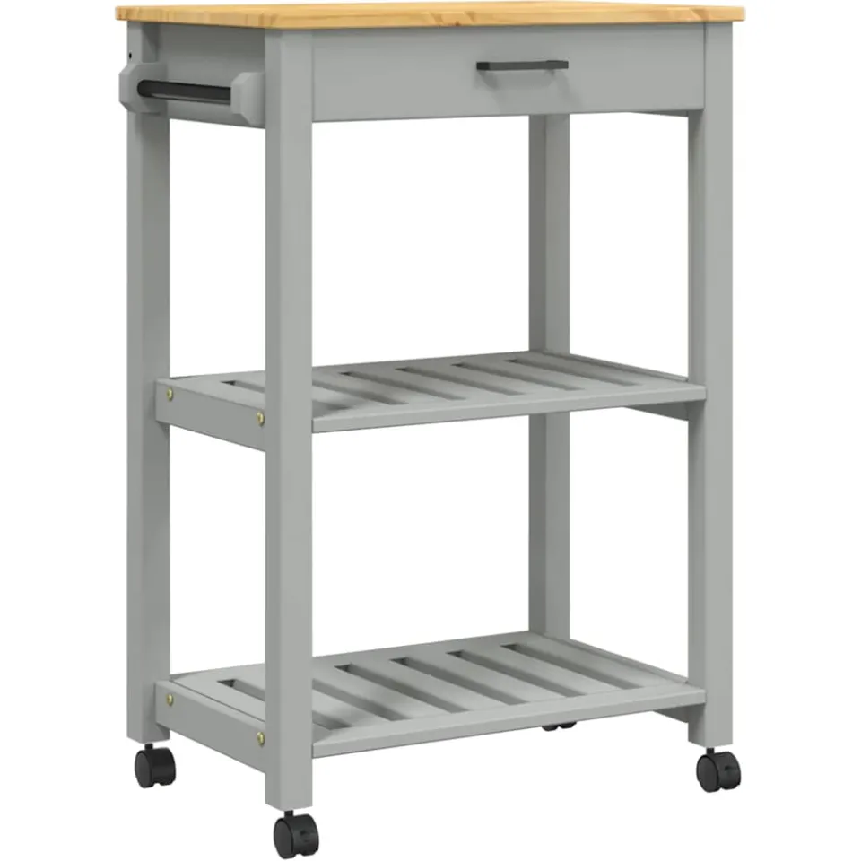 vidaXL Keukentrolley MONZA 60x40x88,5 cm massief grenenhout grijs