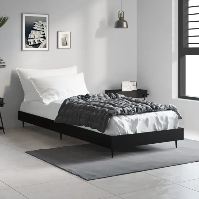 vidaXL Bedframe bewerkt hout zwart 75x190 cm