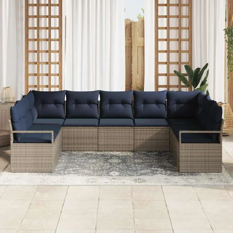 vidaXL Bankstel 7 st Grijs poly rattan, foto 3