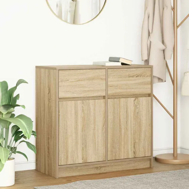 vidaXL Dressoir met lade 80x34x76 cm spaanplaat sonoma eikenkleurig, foto 2