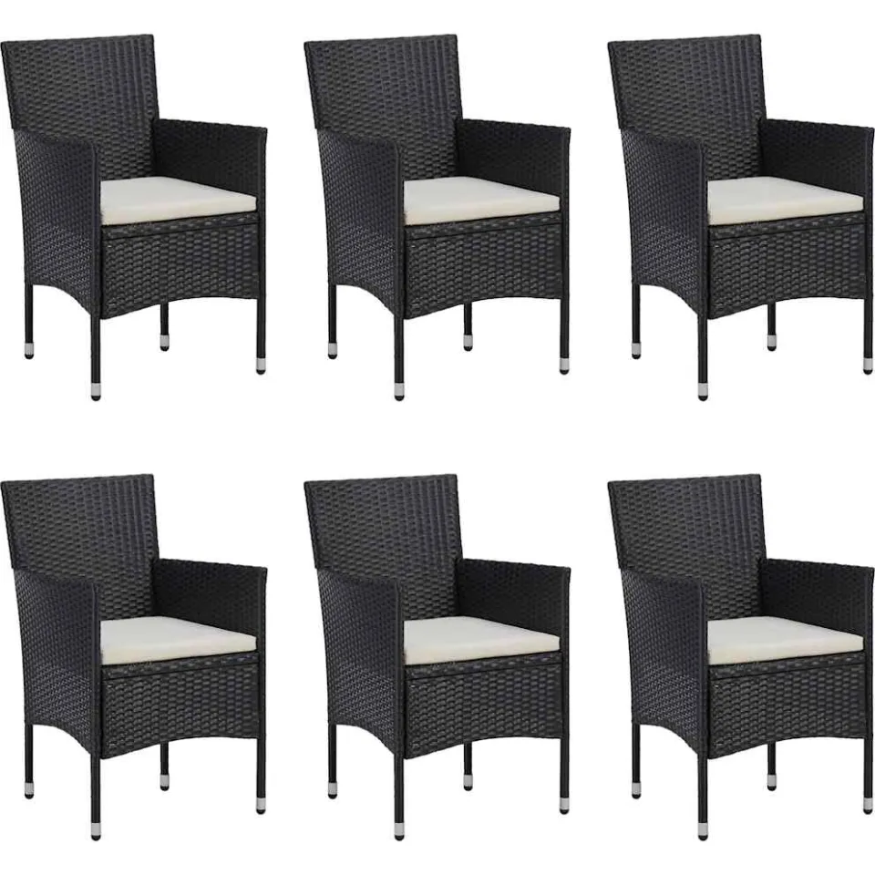 vidaXL 7-delige Tuinset poly rattan zwart