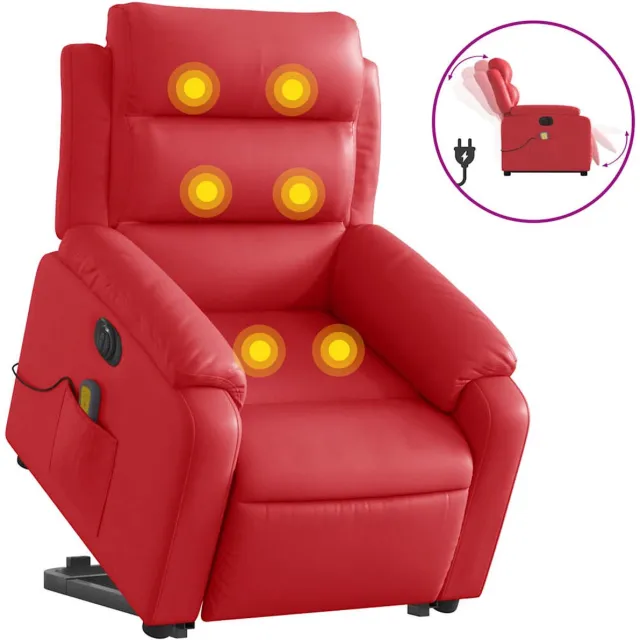 vidaXL Sta-op-massagestoel - elektrisch - kunstleer - rood
