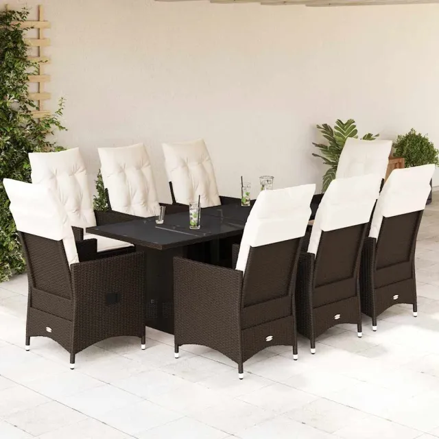 vidaXL 9-delige Tuinset met kussens poly rattan bruin, foto 2