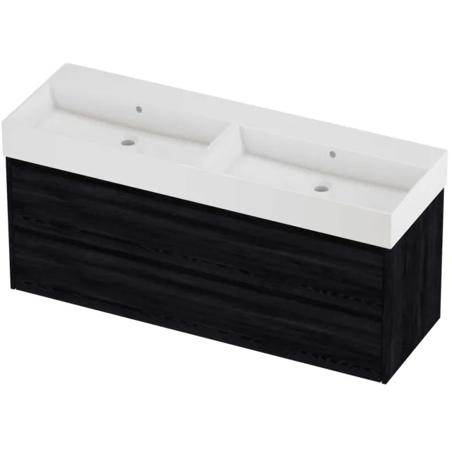 Proline Zara Badmeubelset Porselein Loft Dubbel 140x46x65 cm Glans Wit Black Oak