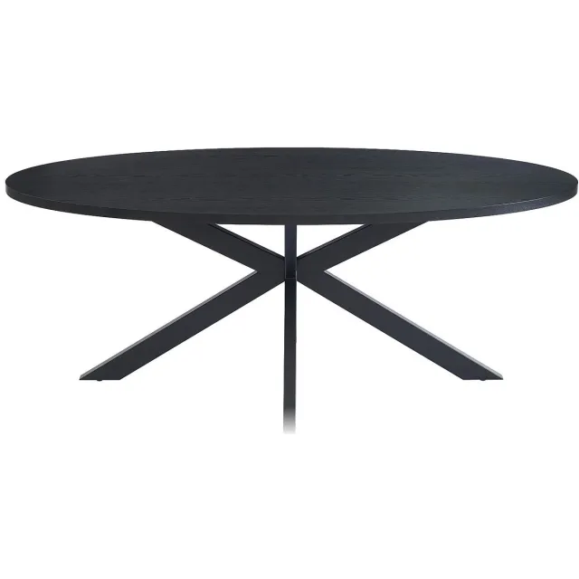 Vente-unique Eettafel 8 personen van eikenfineer en metaal - Zwart - LINIOMA