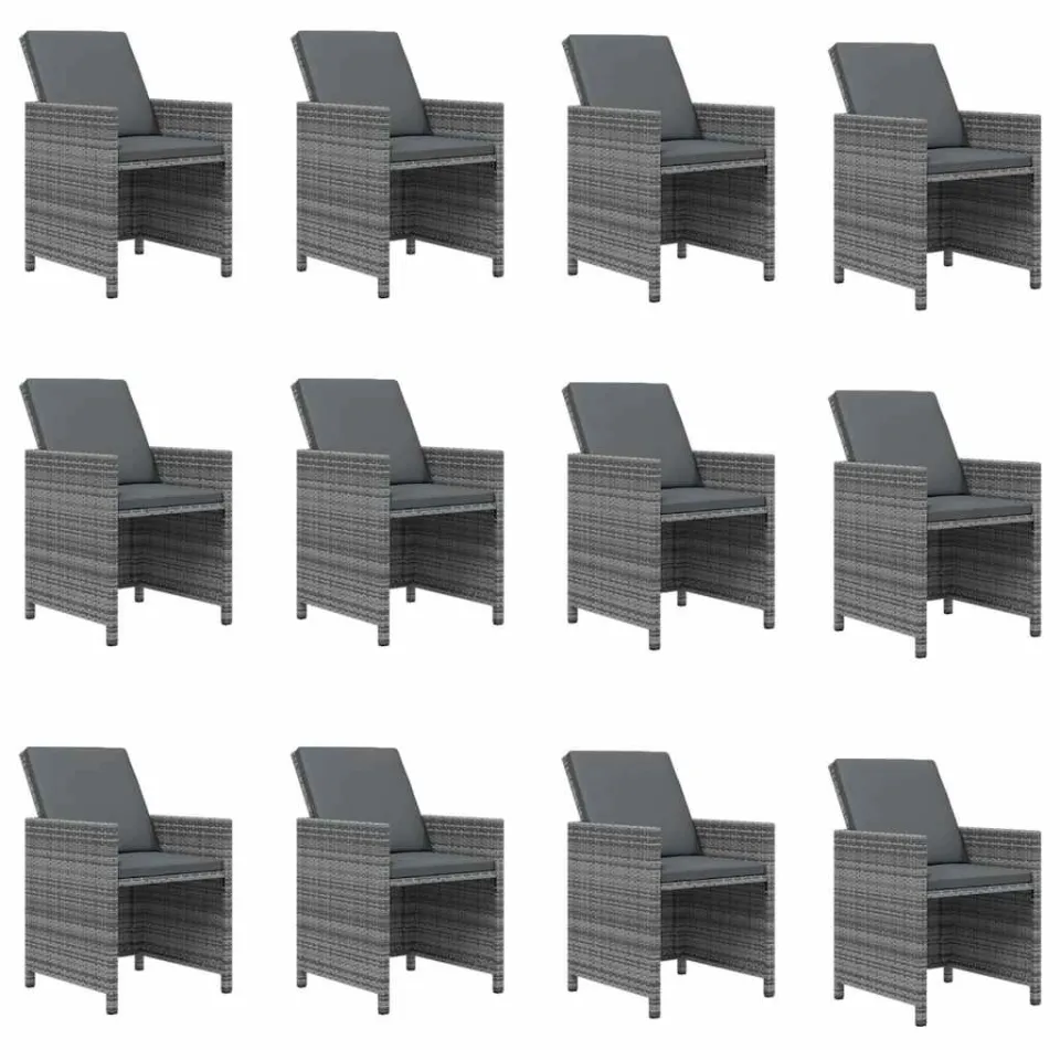 vidaXL 13-delige Tuinset met kussens poly rattan grijs, foto 3